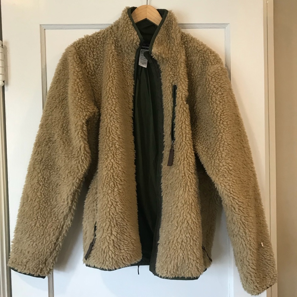 Men’s Patagonia Sherpa Fleece Beige Green Jacket